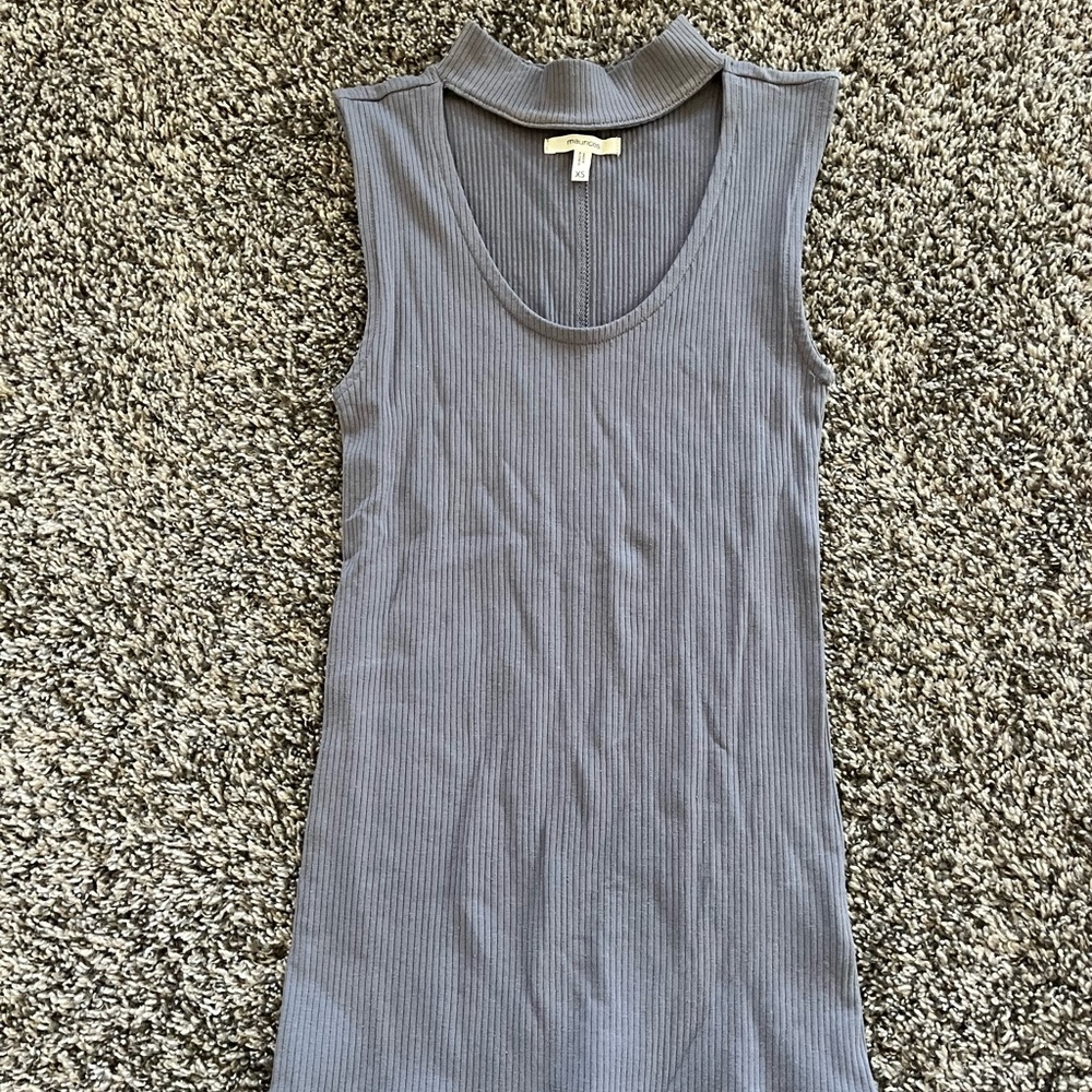 Maurices Gray Ribbed Polo Tank Top